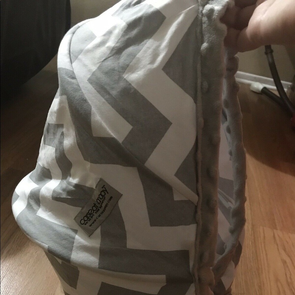 Carseat Canopy™ Gray Chevron Soft Minky